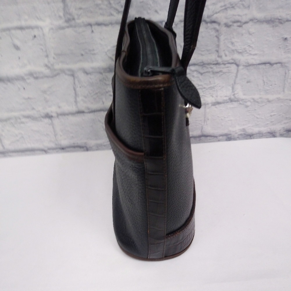 Vintage Brighton Leather Shoulder Bag Black Brown - Picture 4 of 12